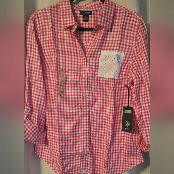 U.S. Polo Assn. Womens Red Button Down Shirt - Picture 1 of 5
